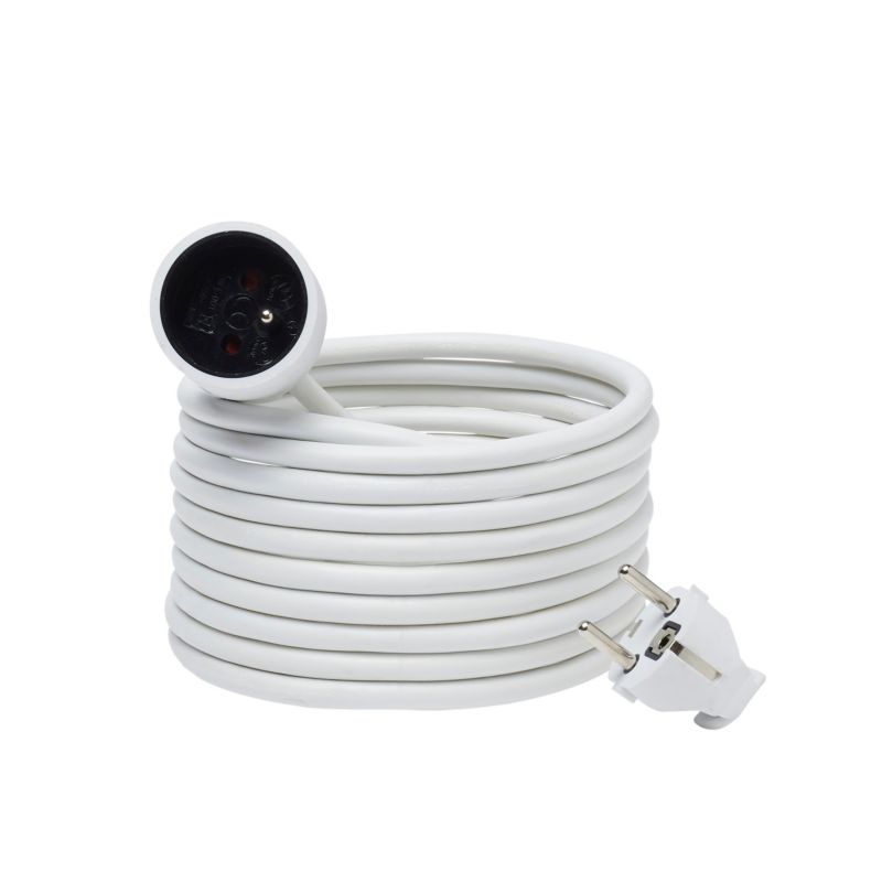 Hvid boligforlængerledning 3 x 1,5 mm² 5 m