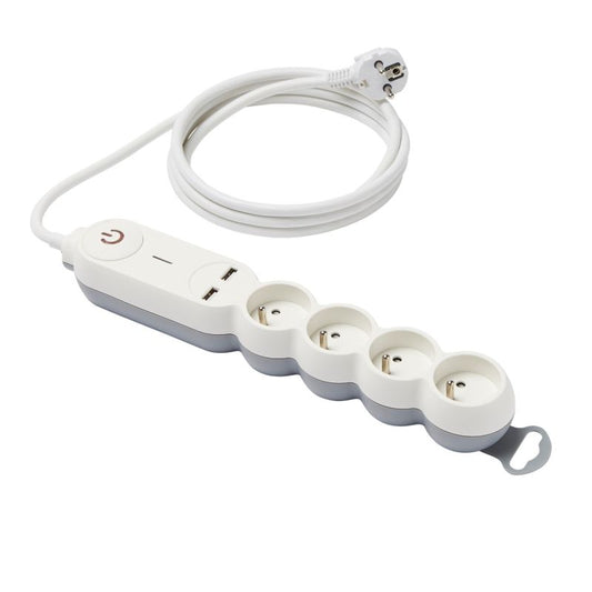 Diall boligforlængerledning 4 x 16 A 2 x USB 2 m