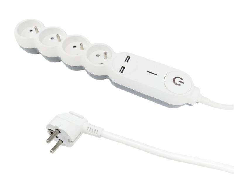 Diall boligforlængerledning 4 x 16 A 2 x USB 2 m