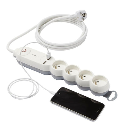 Diall boligforlængerledning 4 x 16 A 2 x USB 2 m