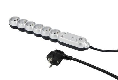 Diall boligforlængerledning 6 x 16 A 2 m med 2 x USB