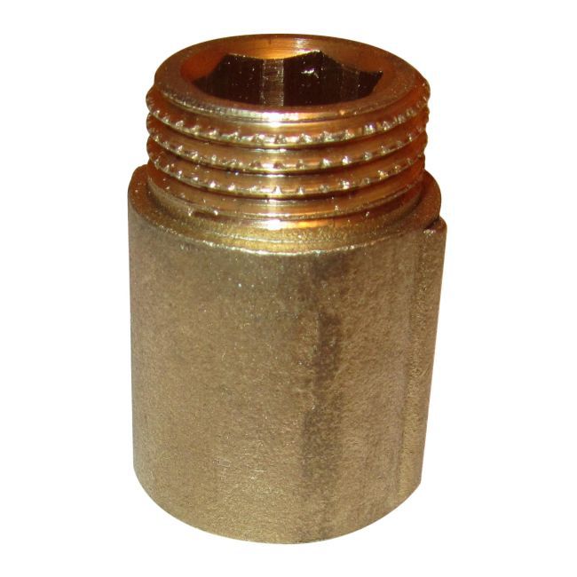 Messingforlængelse med indvendigt/udvendigt gevind 1/2" 25 mm