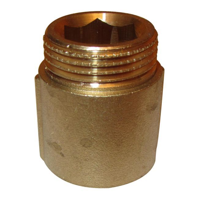 Messingforlængelse med indvendigt/udvendigt gevind 3/4" 25 mm