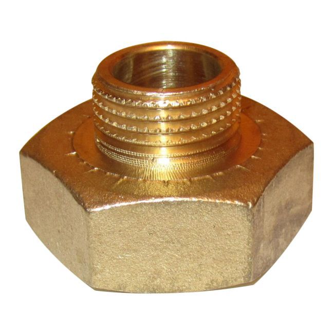 Muffe reduktionsforlængelse i messing 1" x 1/2"