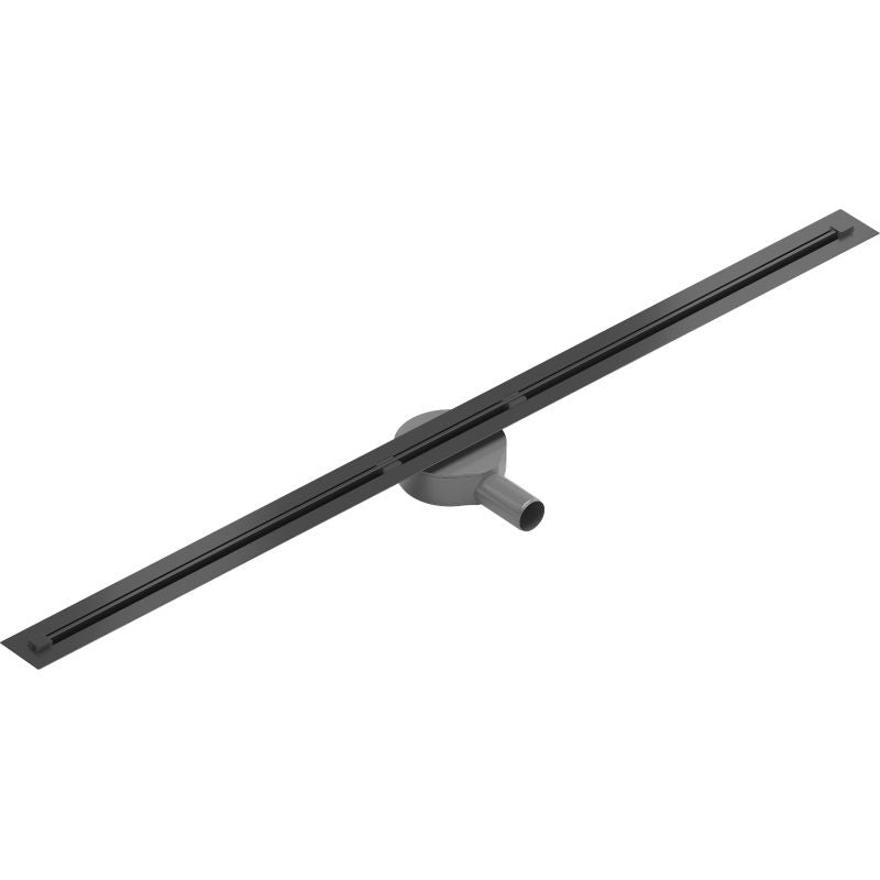 Mexen Flat super-slim lineært afløb i sort, 140 cm
