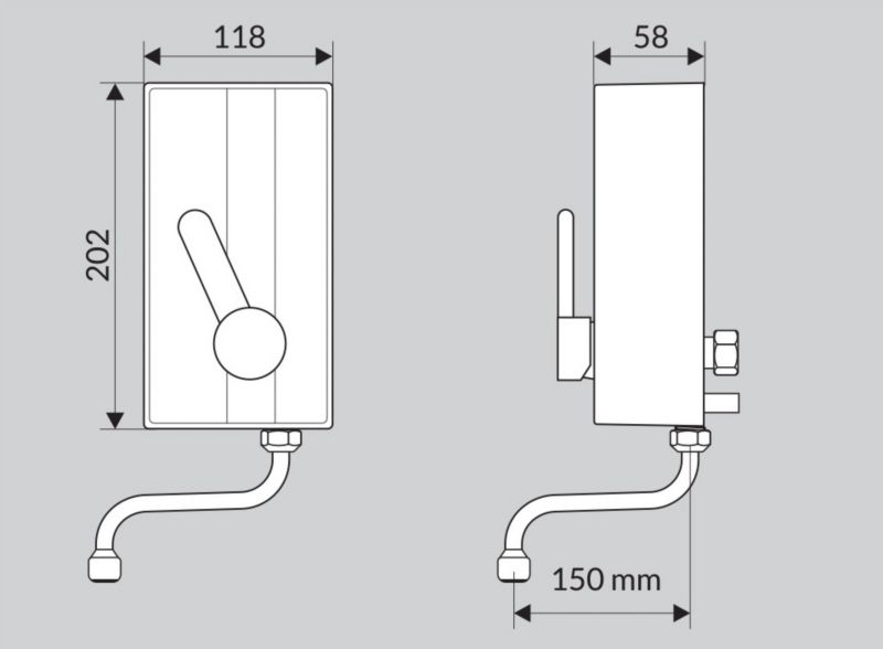 Gennemstrømningsvandvarmer 4,5 kW med Armatur