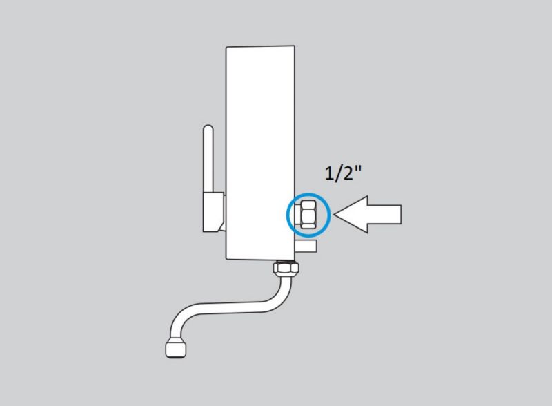 Gennemstrømningsvandvarmer 4,5 kW med Armatur