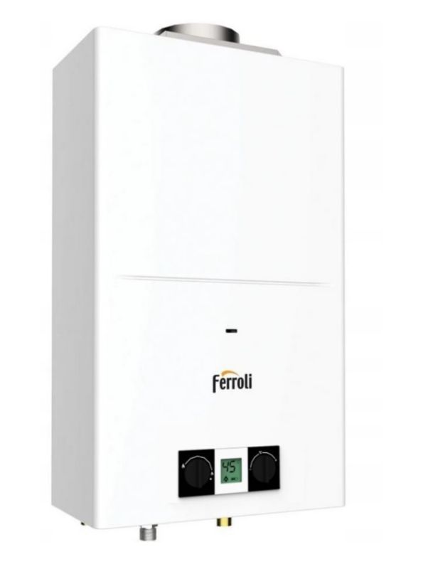 Pegaso Eco 11 LPG gasgennemstrømningsvandvarmer Ferroli 8,1-18,9 kW med LCD-display, 1 stk.