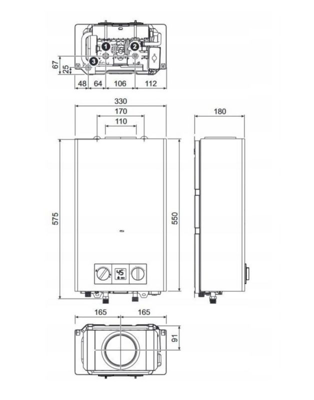 Pegaso Eco 11 LPG gasgennemstrømningsvandvarmer Ferroli 8,1-18,9 kW med LCD-display, 1 stk.