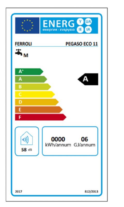 Pegaso Eco 11 LPG gasgennemstrømningsvandvarmer Ferroli 8,1-18,9 kW med LCD-display, 1 stk.