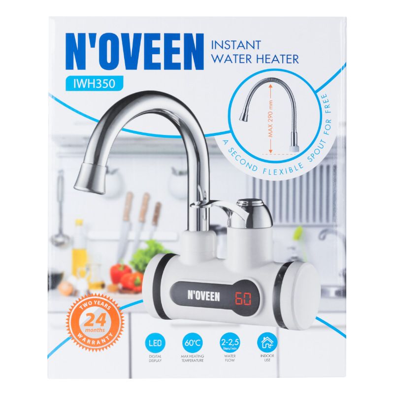 Gennemstrømningsvandvarmer Væghængt IWH350 23x19 cm Hvid