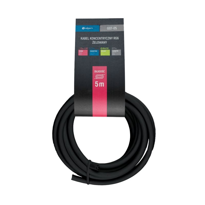 DPM Solid RG6 CU koaksialkabel 5 m sort