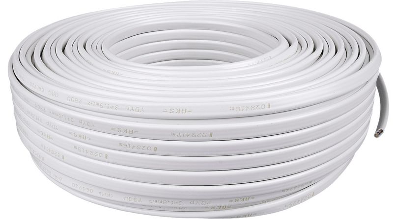 YDYp kabel 3 x 1,5 mm² 750 V hvid 100 m