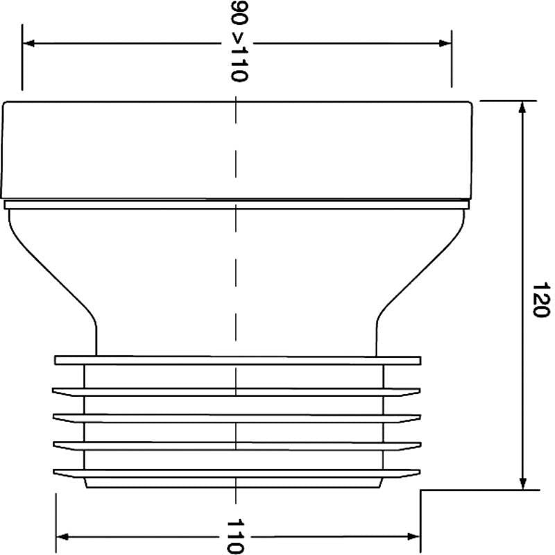 Direkte afløbsforbindelse til WC McAlpine 90-110 mm L 120 mm, 1 stk.