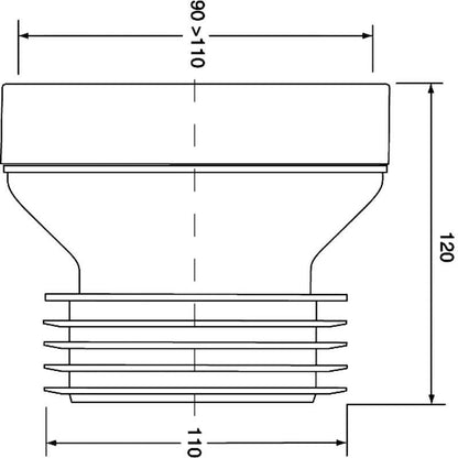 Direkte afløbsforbindelse til WC McAlpine 90-110 mm L 120 mm, 1 stk.