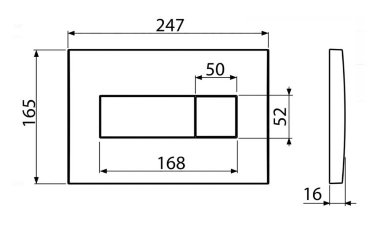 Trykknap til Skjult Cisterne 247x165 mm Hvid Blank 1 stk.