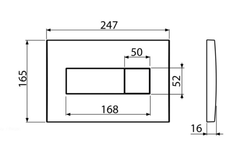 Trykplade til Skjult Cisterne 247x165 mm Matkrom 1 stk.