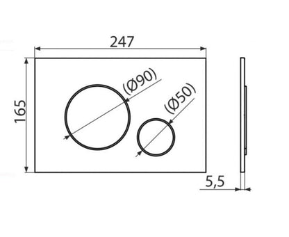 Trykknap til Skjult Cisterne 247x165 mm Krom 1 stk.