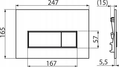 Trykknap til Skjult Cisterne THIN 247x165 mm Sort Mat 1 stk.