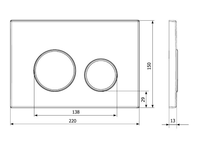 Toilet Skylleknap KK-POL SPP/112 M11 Krom Blank 1 stk.