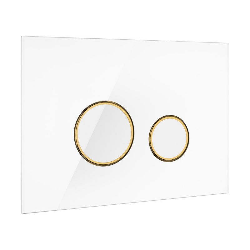 Toiletskylleknap Hvid/Guld Mat Glas 2-Funktion 24,5x17,5 cm