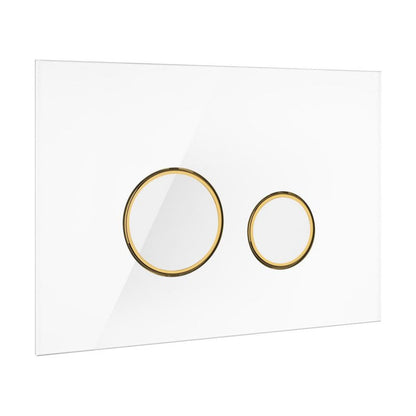 Toiletskylleknap Hvid/Guld Mat Glas 2-Funktion 24,5x17,5 cm