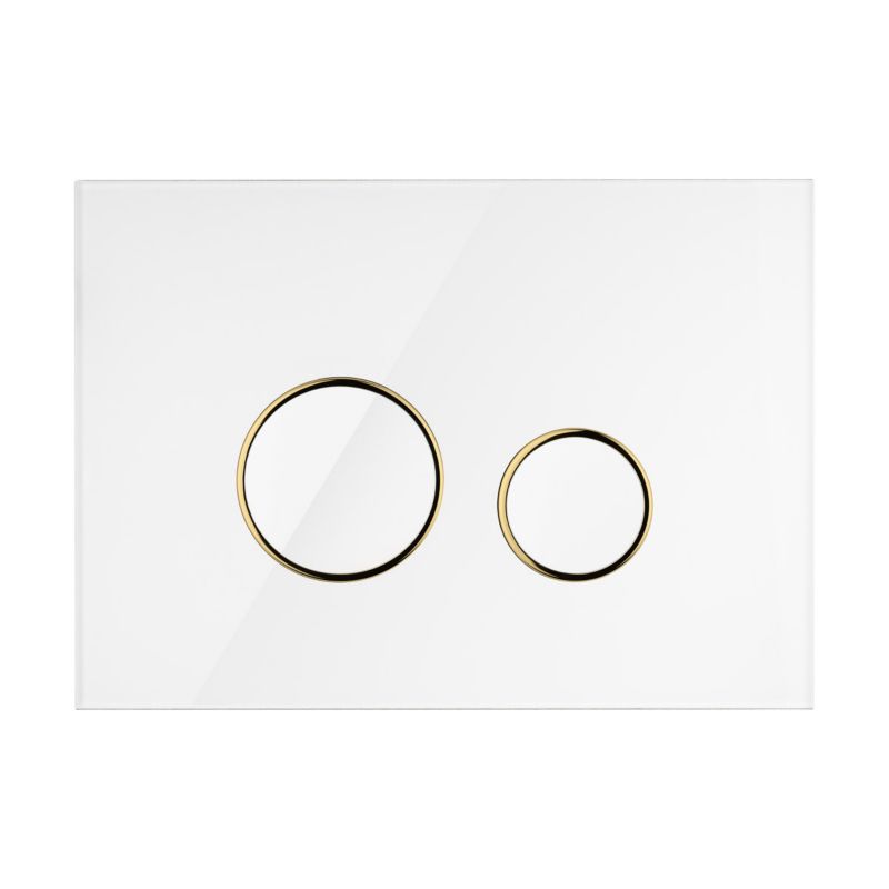 Toiletskylleknap Hvid/Guld Mat Glas 2-Funktion 24,5x17,5 cm