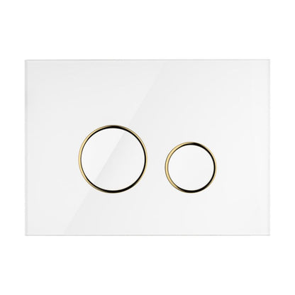Toiletskylleknap Hvid/Guld Mat Glas 2-Funktion 24,5x17,5 cm