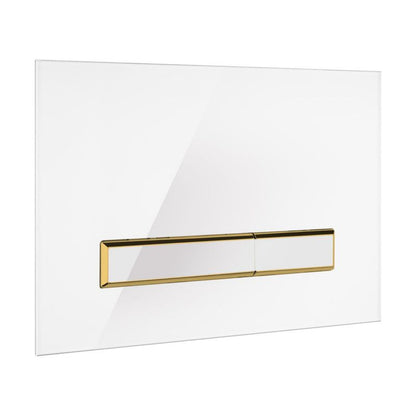 Toiletskylleknap Torne Hvid/Guld Glas Dobbelt 3/6 L 1 Stk.