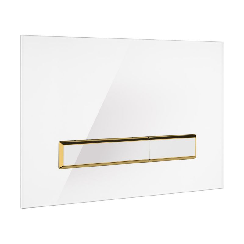 Toiletskylleknap Torne Hvid/Guld Glas Dobbelt 3/6 L 1 Stk.