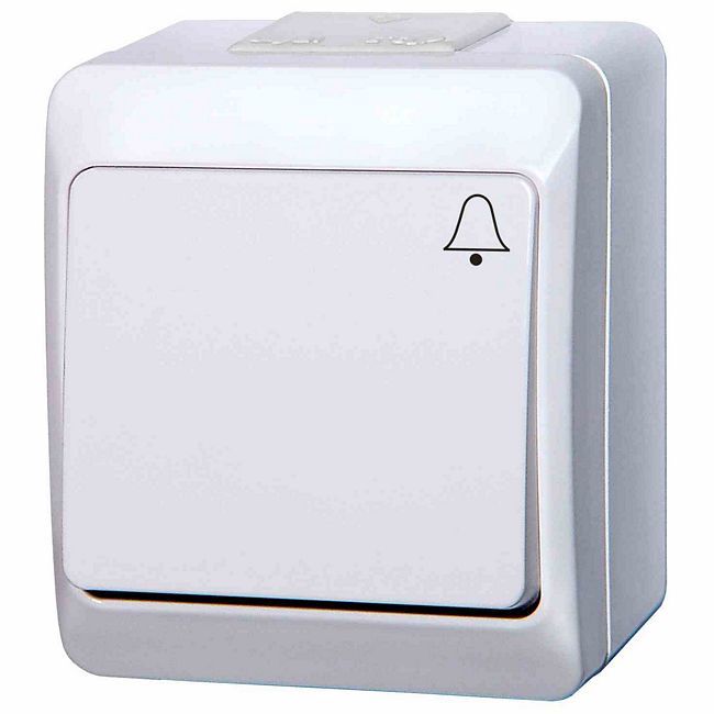 Elektro-Plast Hermes 3372 overflademonteret dørklokke-knap i hvid