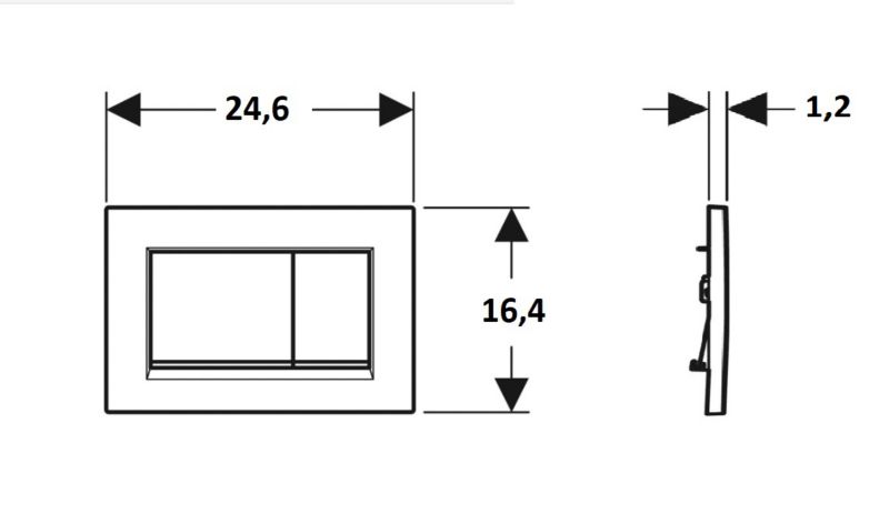 WC-betjeningsplade Sigma30 Frontbetjent Sort Mat 24,6 x 2,3 x 16,4 cm