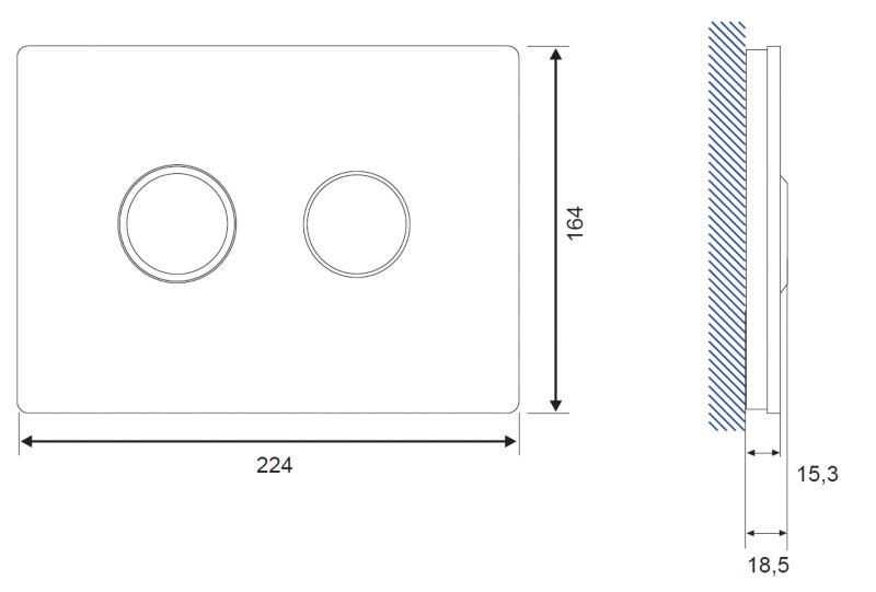 Toiletskylleknap Glas Hvid Pneumatisk 22,4 x 16,4 cm