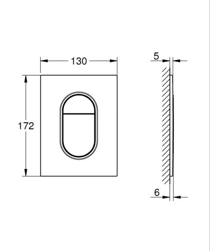 Toilet Skylleknap 130 x 172 mm Phantom Black 4005176677786