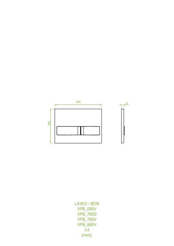 Toilet Skylleknap Laveo Beni Todelt ABS Grafit 22,6x16,5 cm