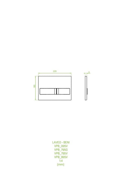 Toilet Skylleknap Laveo Beni Todelt ABS Grafit 22,6x16,5 cm