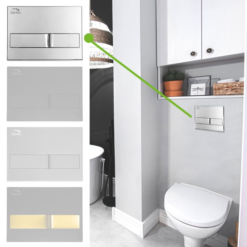 Toilet Skylleknap Laveo Beni Todelt ABS Grafit 22,6x16,5 cm