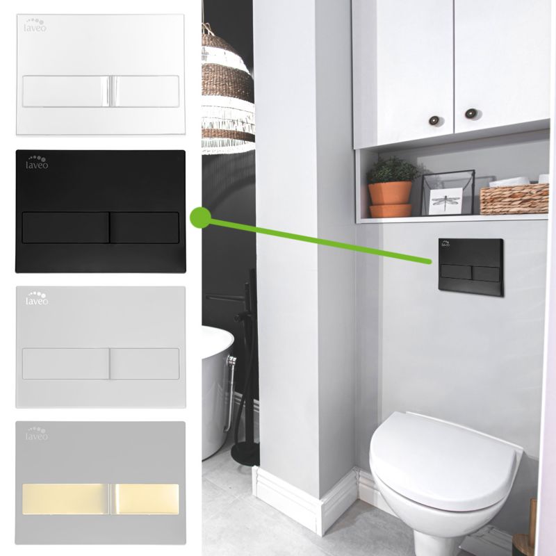 Toilet Skylleknap Laveo Beni Todelt ABS Grafit 22,6x16,5 cm