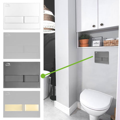 Toilet Skylleknap Laveo Beni Todelt ABS Grafit 22,6x16,5 cm