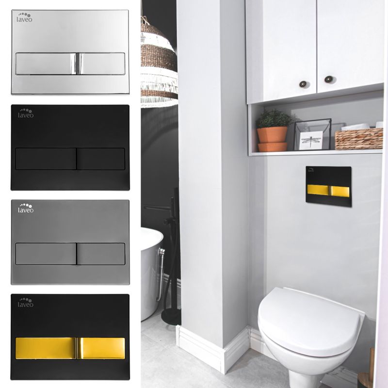 Toilet Skylleknap Laveo Beni Todelt ABS Grafit 22,6x16,5 cm