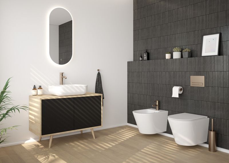 Toilet Skylleknap Delt 3/6 L Børstet Kobber 22 x 15 cm