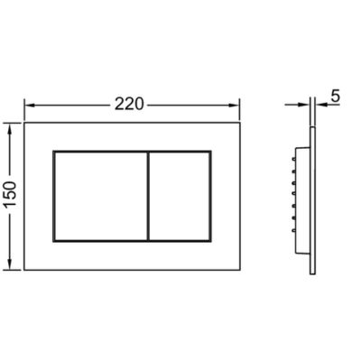 WC-skylleknap Mat Sort 220x150x5 mm