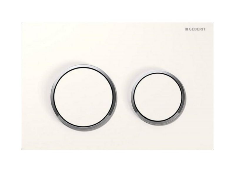 Toiletskylleknap Omega20 212x142 mm Hvid Blank Krom 4025416310679