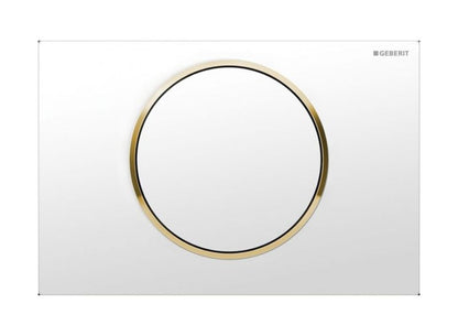 WC-betjeningsplade Sigma Hvid med Guldfarvet Ring 246x164 mm