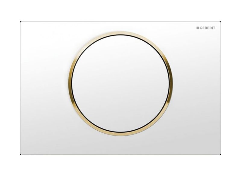 WC-betjeningsplade Sigma Hvid med Guldfarvet Ring 246x164 mm
