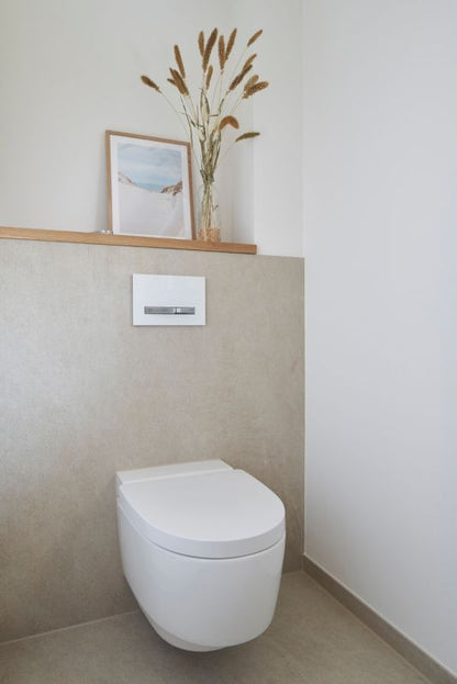 Toilet Skylleknap Sigma50 Hvid Alpin/Krom 24,6 x 16,4 cm