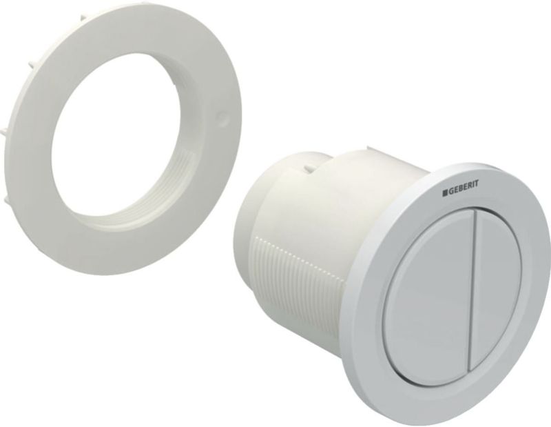 Pneumatisk Fjernbetjent Toilet Skylleknap Rund Hvid 100x100 mm