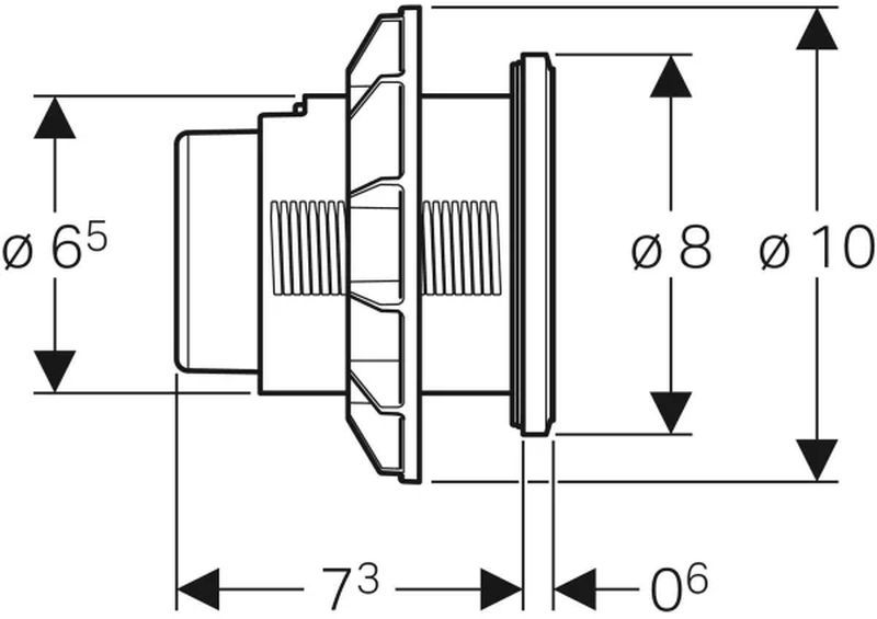 Pneumatisk Toiletskylleknap Rund Sort 94x94 mm