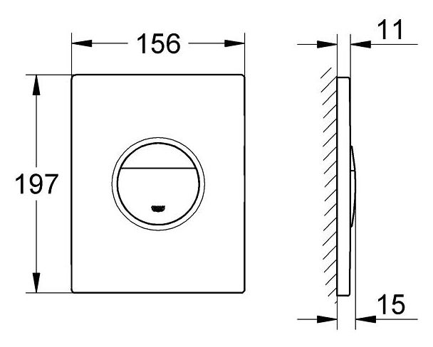 Toiletskylleknap Nova Cosmopolitan 156x197 mm Krom