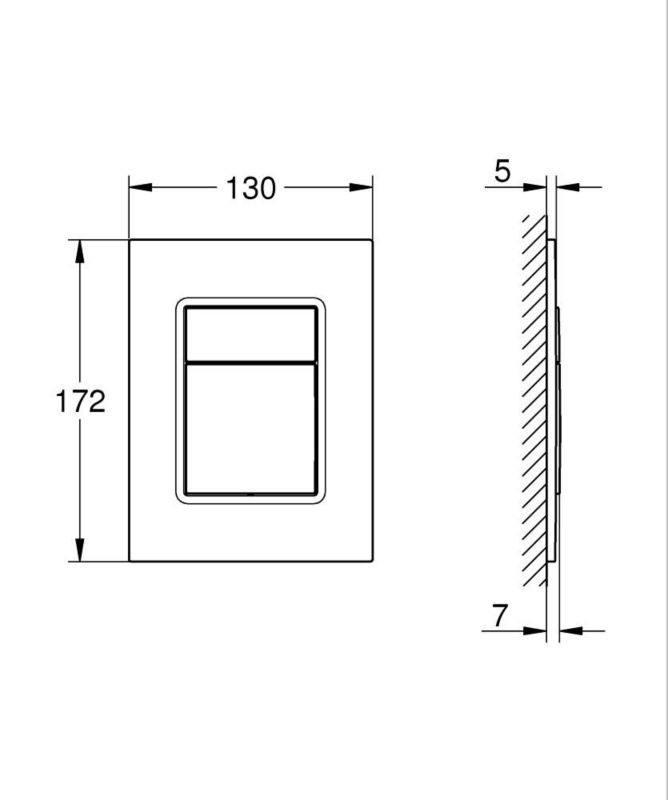 Toiletskylleknap 130 x 172 mm Hvid Start/Stop 1 stk.